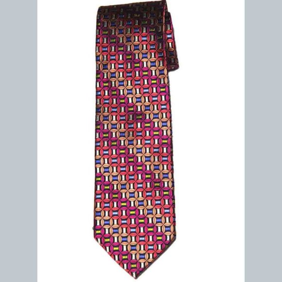 Paul Fredrick Silk Tie Handmade Multicolor Geometric Men's - Picture 1 of 2